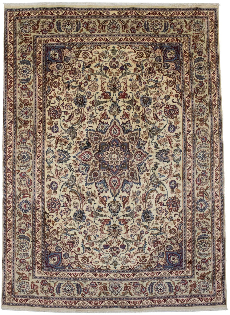 Vintage Cream Traditional 8X11 Kashmar Persian Rug