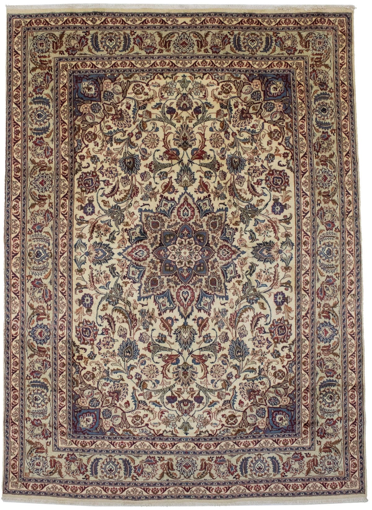 Vintage Cream Traditional 8X11 Kashmar Persian Rug