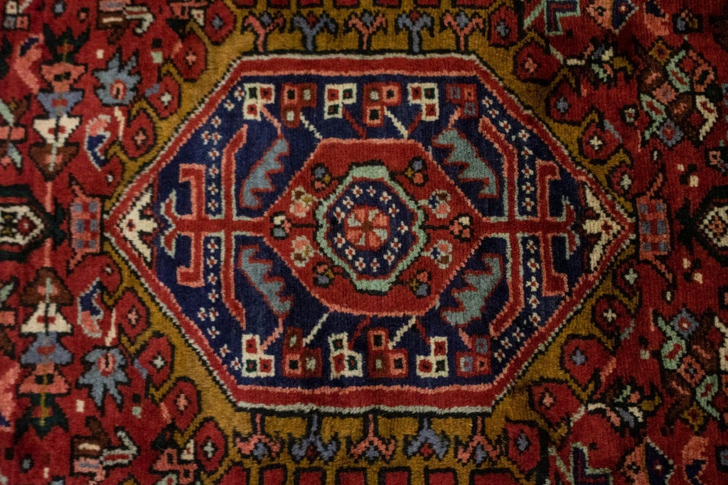 Vintage Red Geometric 5X13 Karajeh Persian Runner Rug