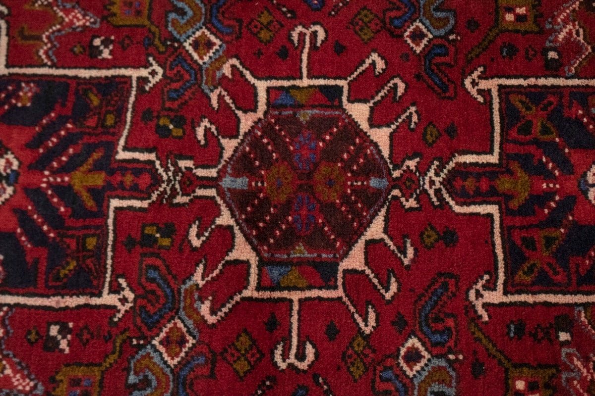 Vintage Red Geometric 3'4X10'7 Gharajeh Persian Runner Rug