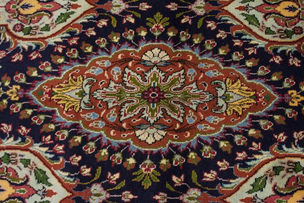 Vintage Purple-navy Floral 3'4X11'5 Tabriz Persian Runner Rug