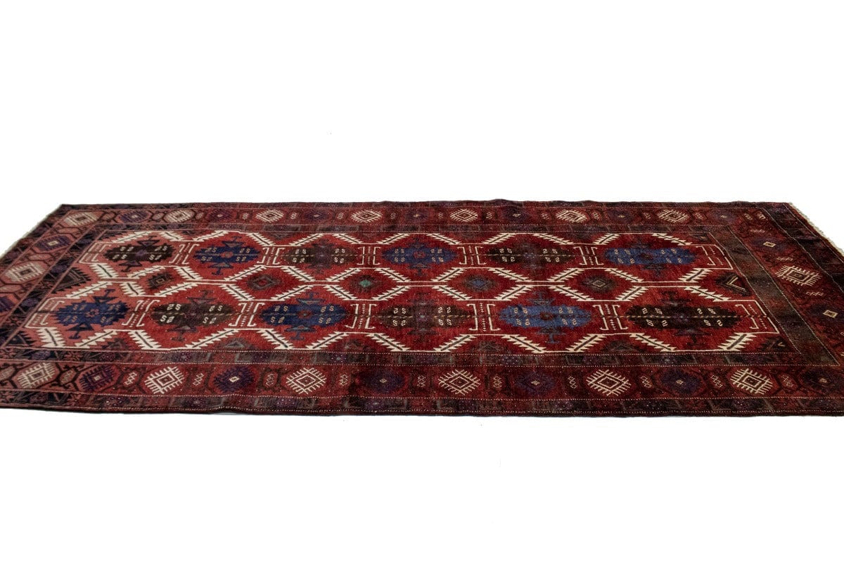 Vintage Red Tribal 5X12 Balouch Yalameh Persian Runner Rug