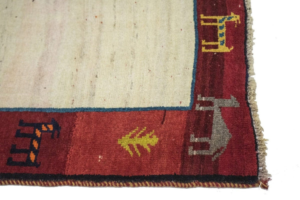 Vintage Beige Tribal 4X6 Gabbeh Persian Rug