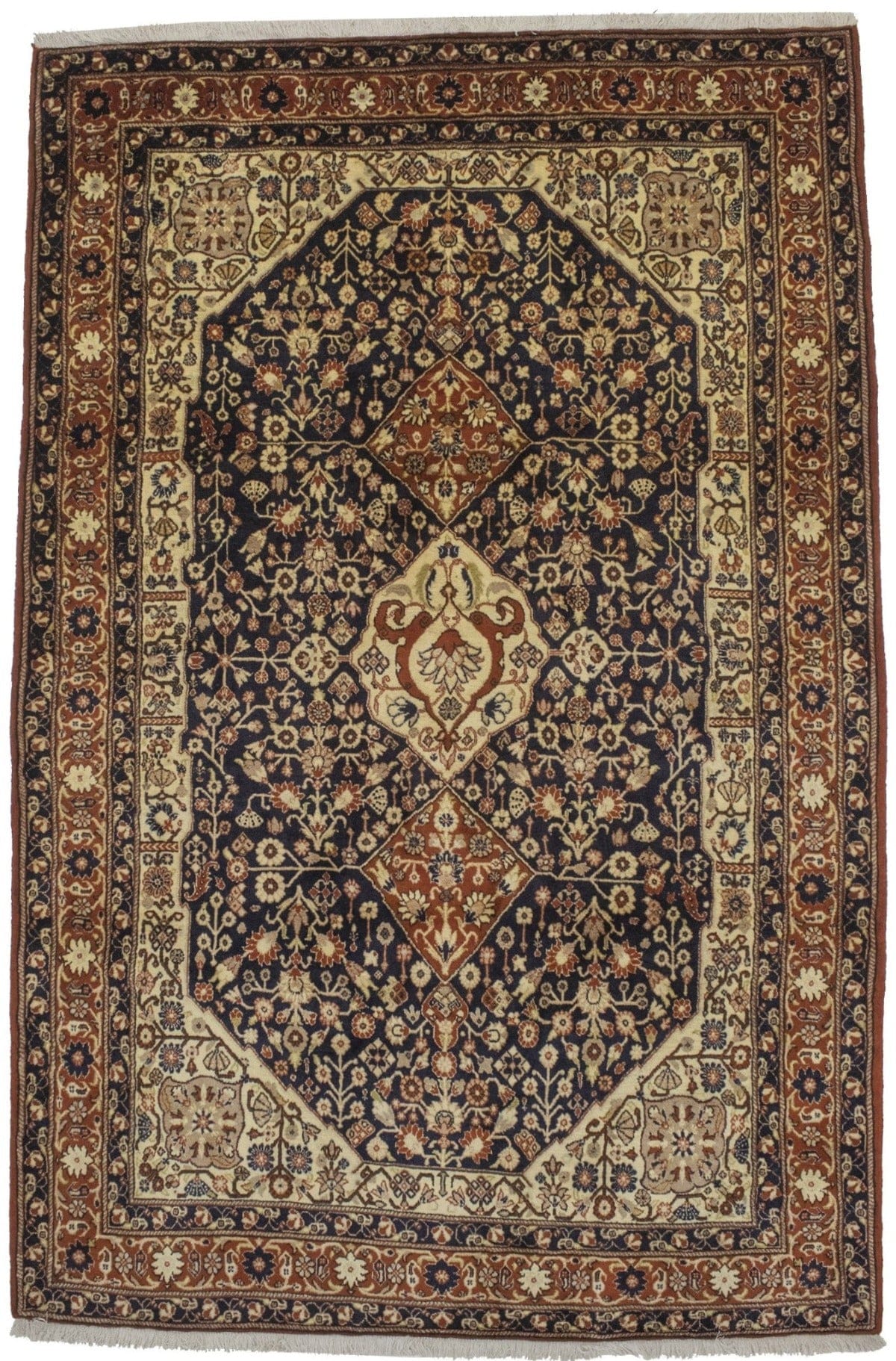 Vintage Dark navy Floral 6X9 Bidjar Persian Rug