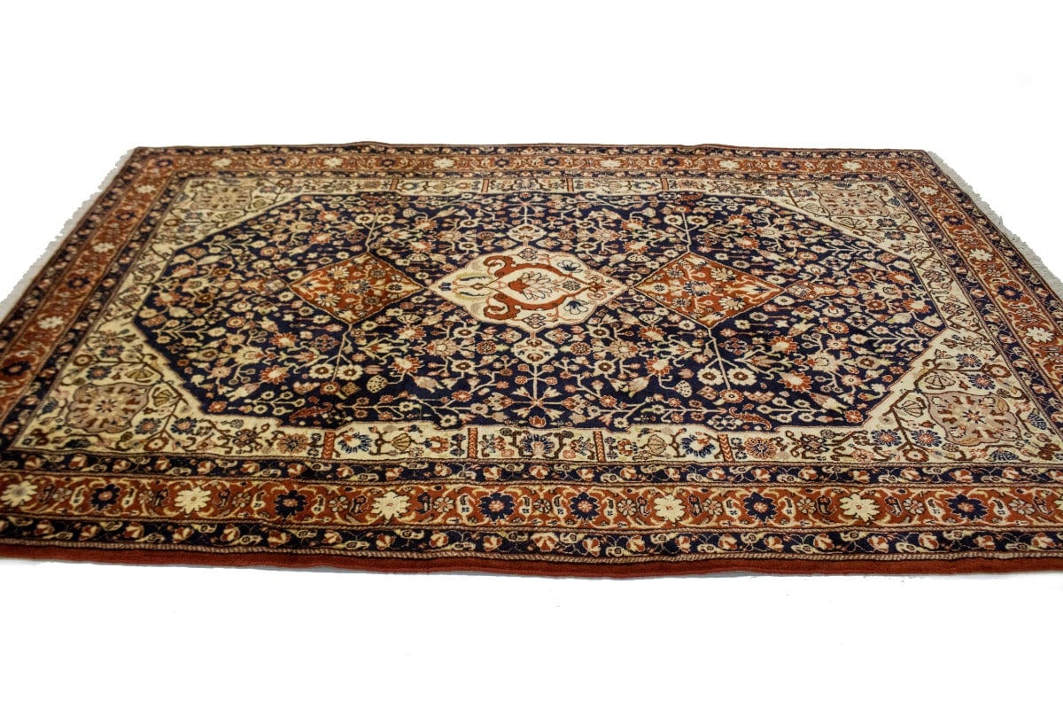 Vintage Dark navy Floral 6X9 Bidjar Persian Rug