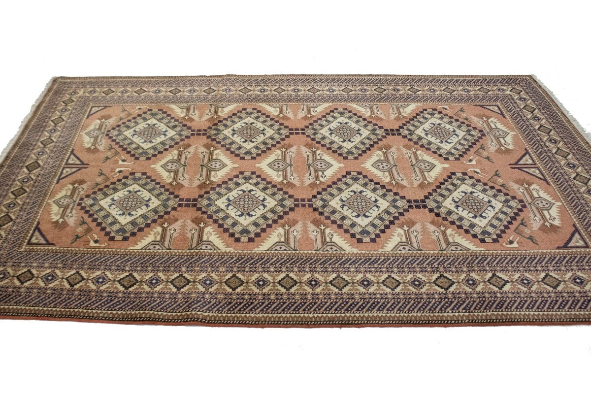 Vintage Rust Geometric Tribal 5'5X8'6 Gharajeh Persian Rug