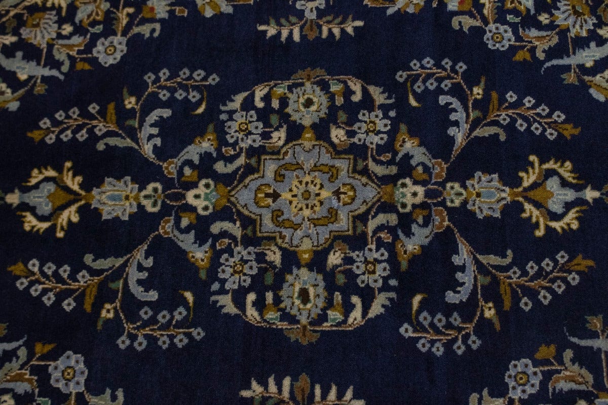 Vintage Navy Blue Classic 3'6X4'9 Kashan Persian Rug