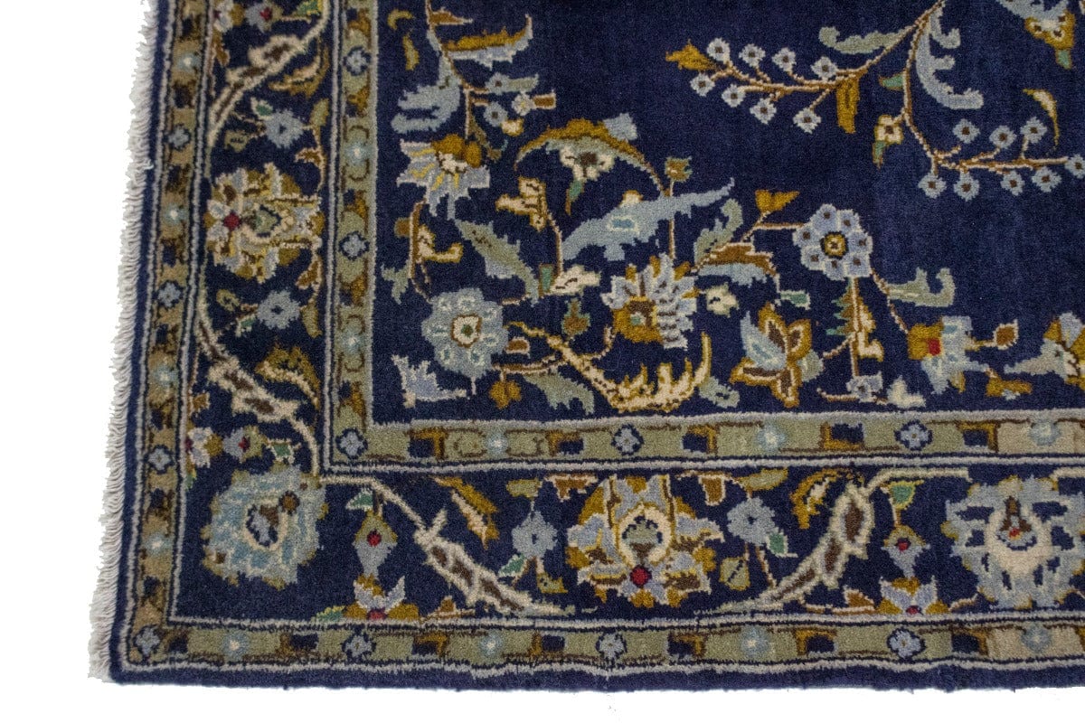 Vintage Navy Blue Classic 3'6X4'9 Kashan Persian Rug