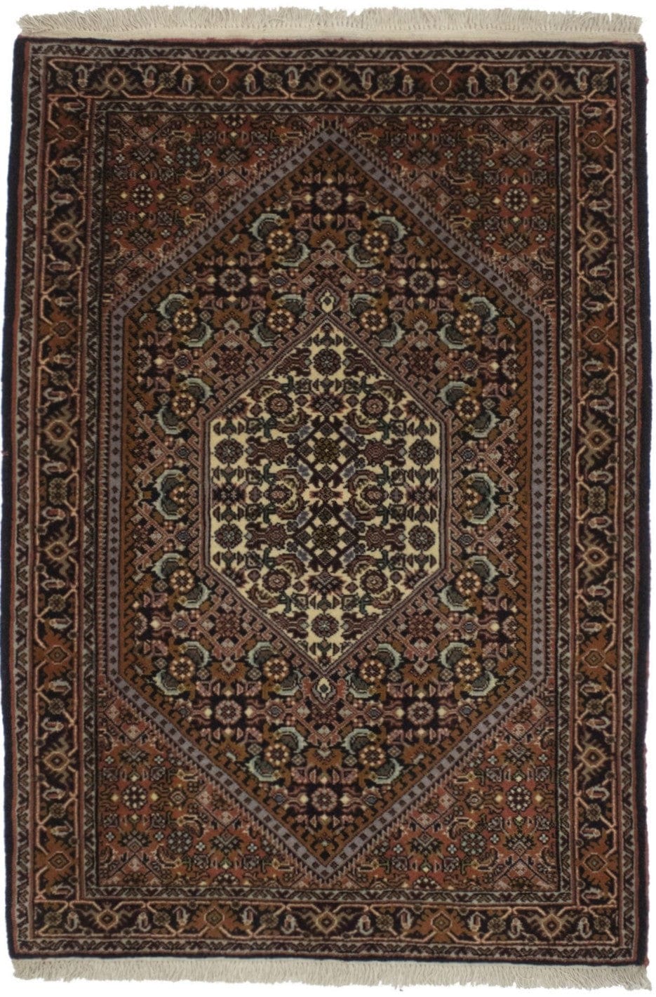 Vintage Rust Floral 2'3X3'5 Bidjar Persian Rug