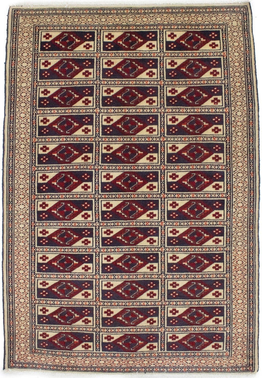 Cream Tribal 3X4 Turkoman Persian Rug