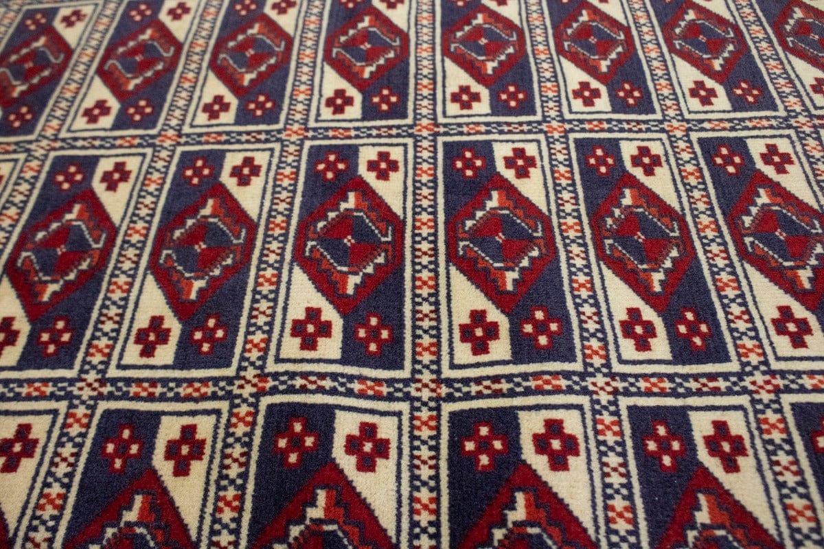 Cream Tribal 3X4 Turkoman Persian Rug