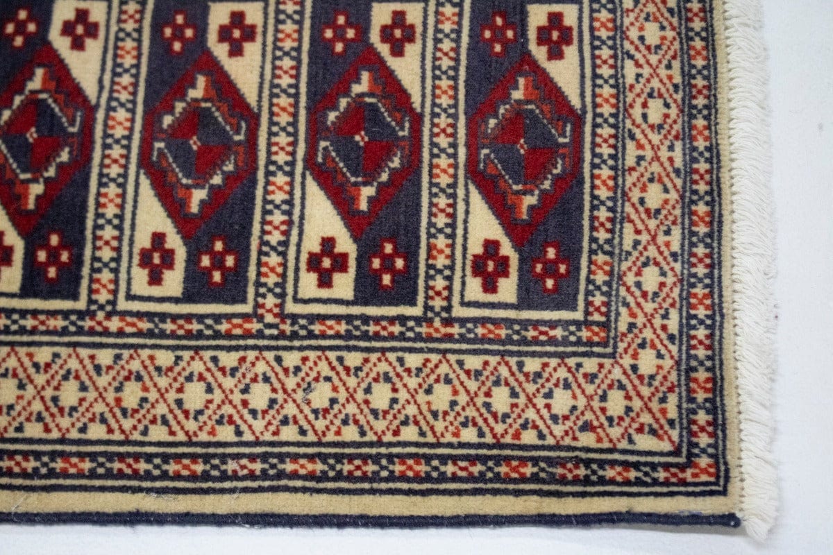 Cream Tribal 3X4 Turkoman Persian Rug