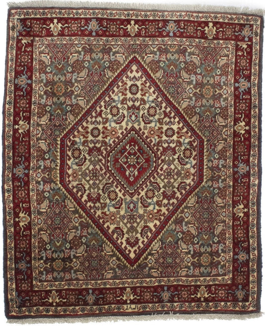 Cream Geometric 2'6X3' Bidjar Persian Rug