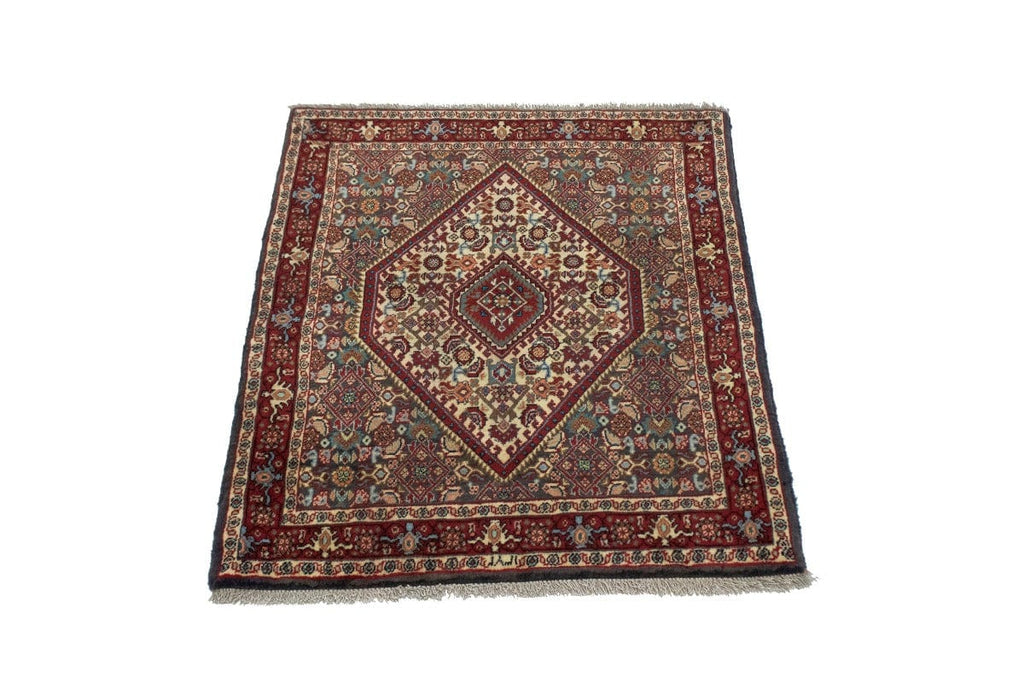 Cream Geometric 2'6X3' Bidjar Persian Rug