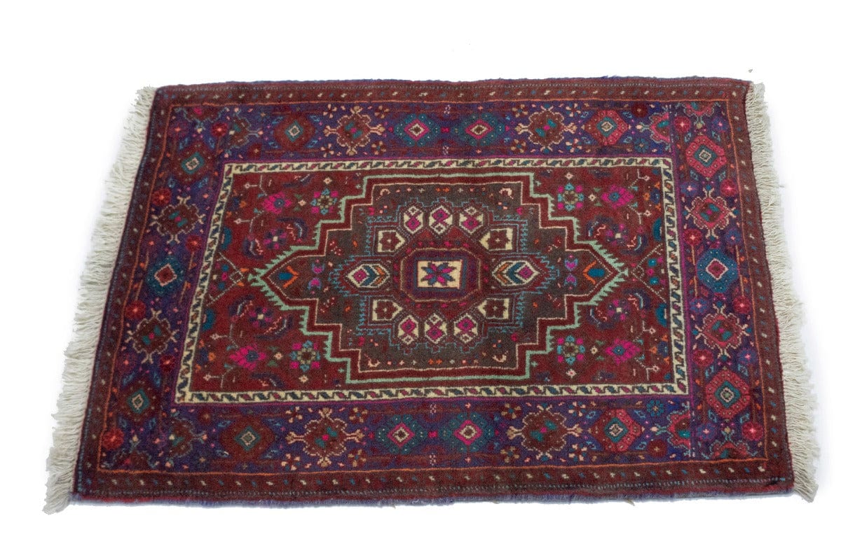 Vintage Red Geometric Tribal 2X3 Bidjar Persian Rug