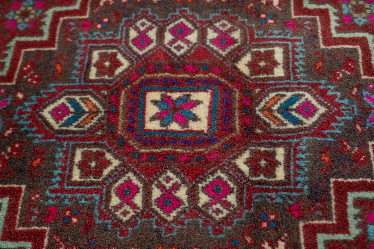 Vintage Red Geometric Tribal 2X3 Bidjar Persian Rug