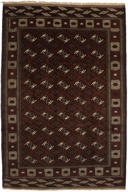 Vintage Burgundy Tribal 6X9 Turkoman Persian Rug