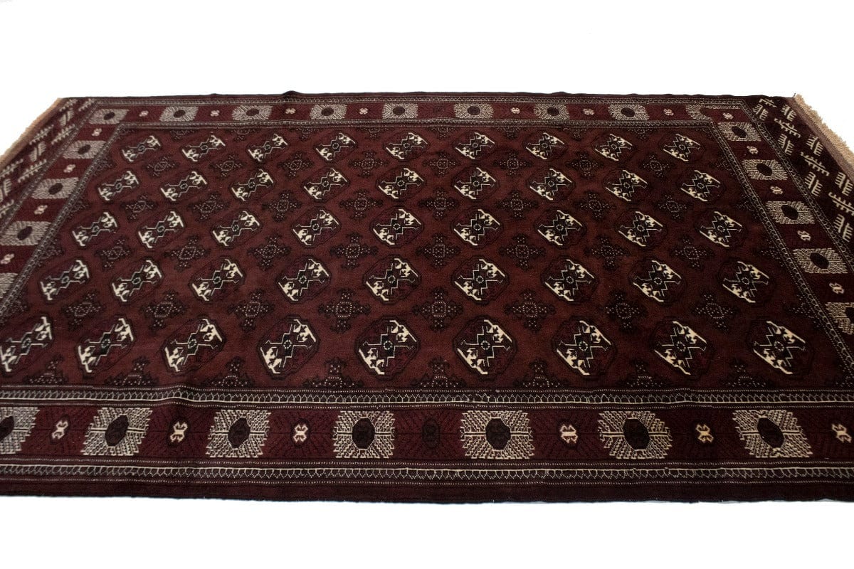 Vintage Burgundy Tribal 6X9 Turkoman Persian Rug