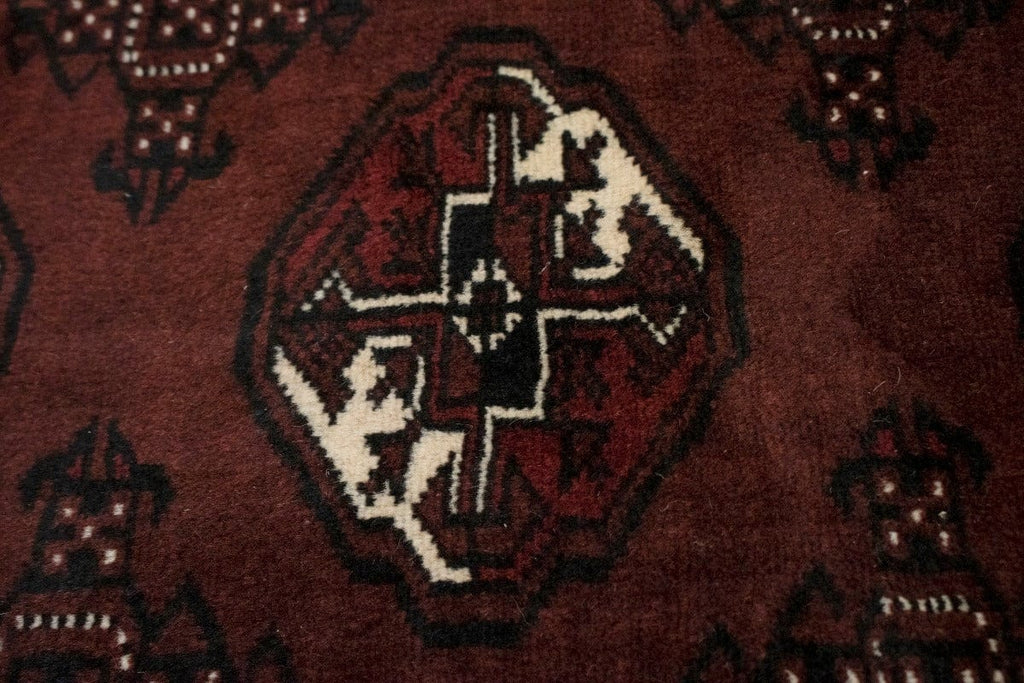 Vintage Burgundy Tribal 6X9 Turkoman Persian Rug