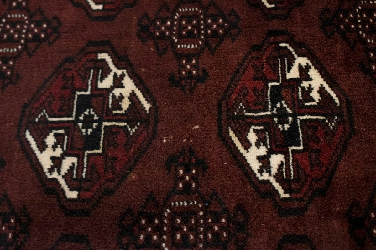 Vintage Burgundy Tribal 6X9 Turkoman Persian Rug