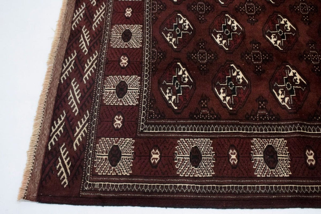 Vintage Burgundy Tribal 6X9 Turkoman Persian Rug