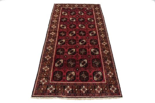 Vintage Red Tribal 4'7X10' Turkoman Persian Rug