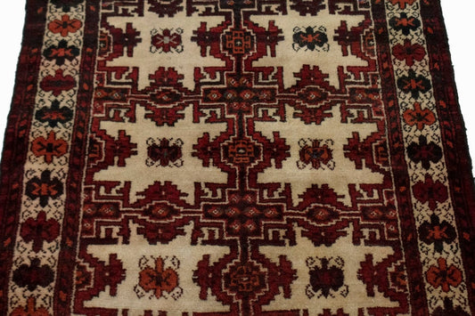 Vintage Beige Tribal 3X4 Balouch Persian Rug