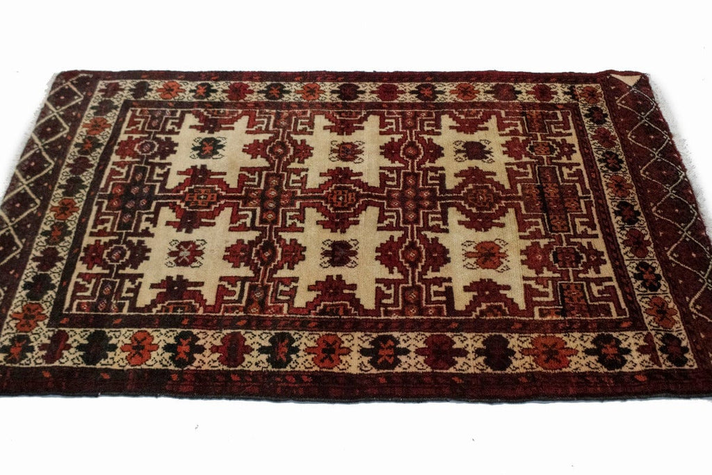 Vintage Beige Tribal 3X4 Balouch Persian Rug