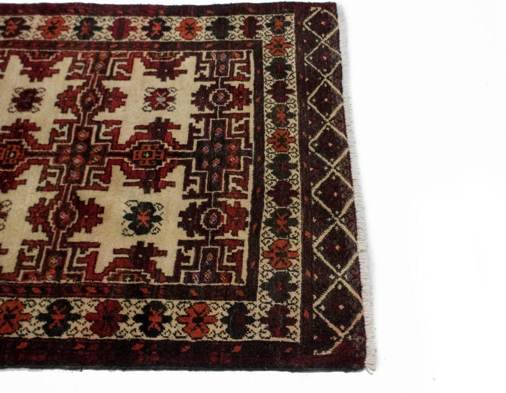 Vintage Beige Tribal 3X4 Balouch Persian Rug
