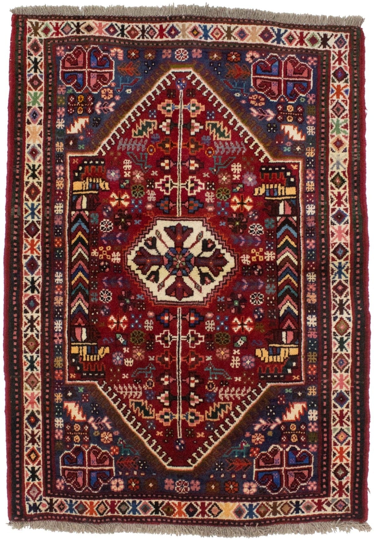 Red Tribal 3'6X5 Shiraz Persian Rug