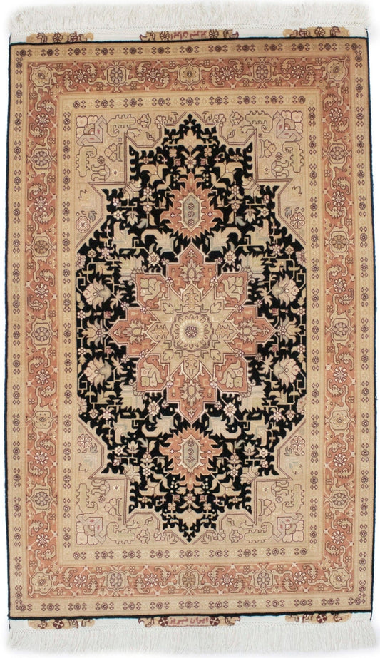 Black Traditional 3X6 Tabriz Persian Rug