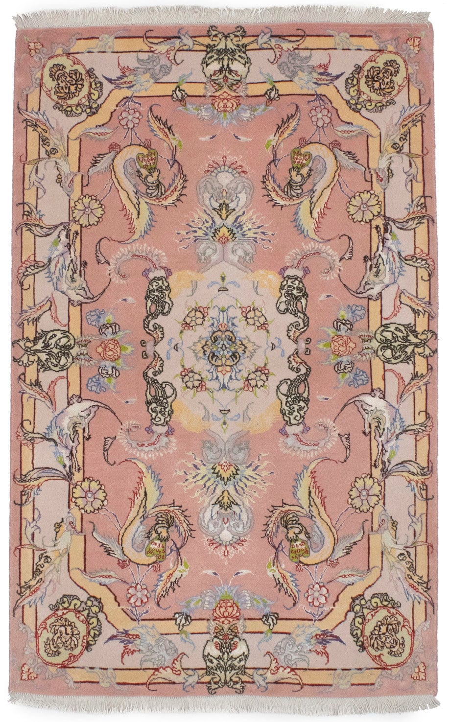 Pastel Pink Classic Pictorial 3X4 Tabriz Persian Rug