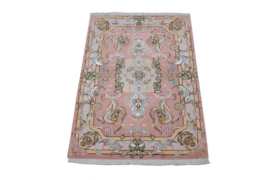 Pastel Pink Classic Pictorial 3X4 Tabriz Persian Rug