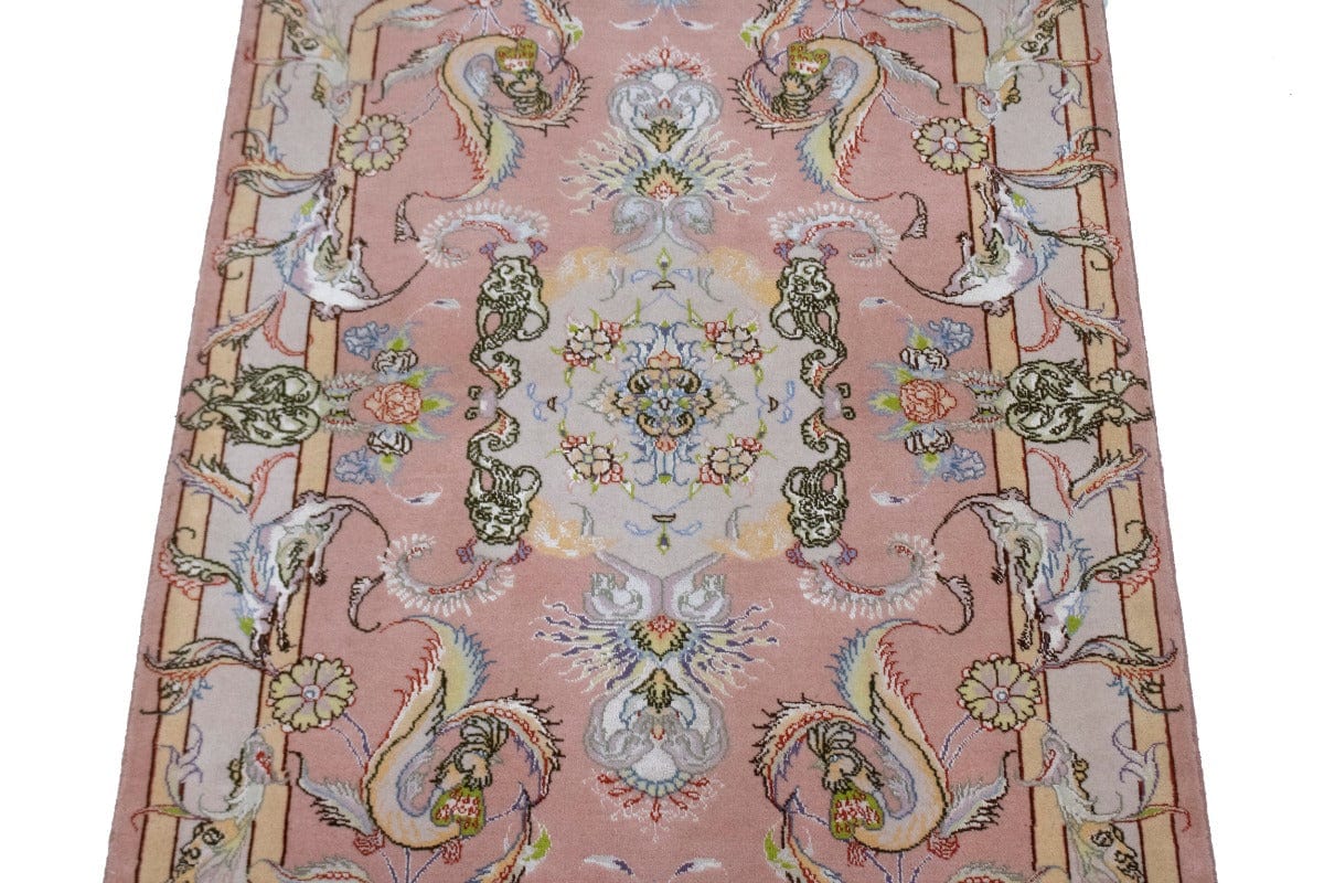 Pastel Pink Classic Pictorial 3X4 Tabriz Persian Rug