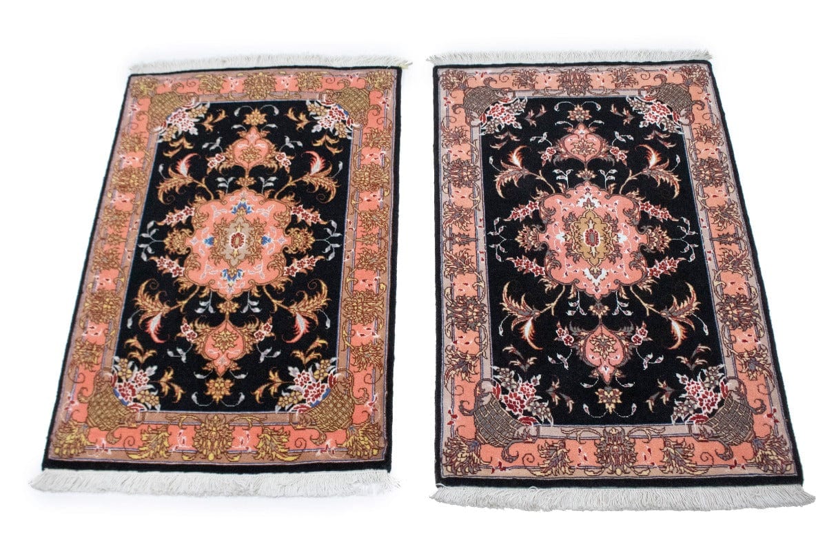 Black Traditional 2X3 Set of Tabriz Persian Rugs