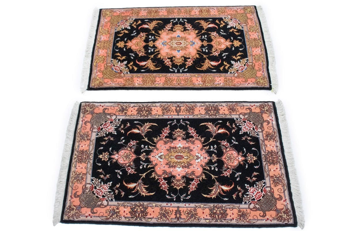 Black Traditional 2X3 Set of Tabriz Persian Rugs