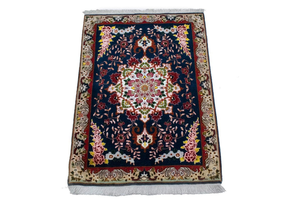 Dark Navy Traditional 2X3 Tabriz Persian Rug