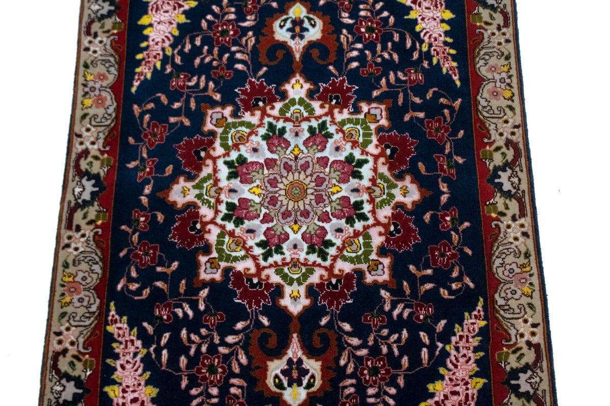 Dark Navy Traditional 2X3 Tabriz Persian Rug