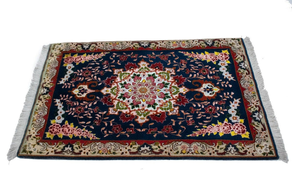 Dark Navy Traditional 2X3 Tabriz Persian Rug