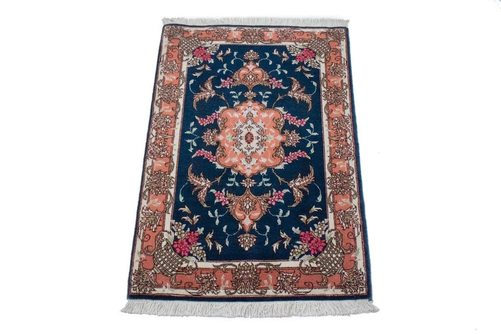 Navy Blue Traditional 2X3 Tabriz Persian Rug