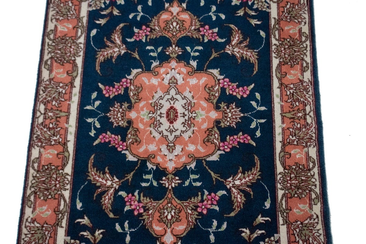 Navy Blue Traditional 2X3 Tabriz Persian Rug