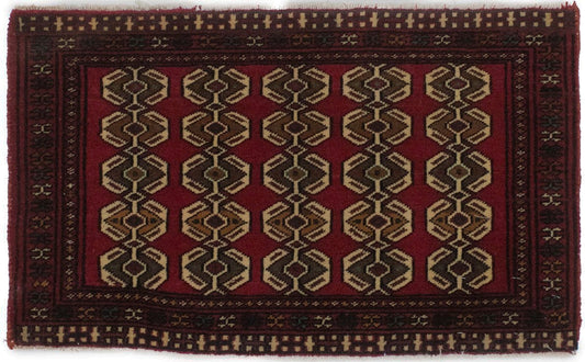 Vintage Tribal Red 2X3 Turkoman Persian Rug