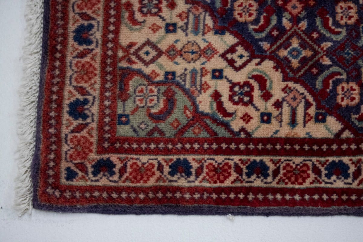 Vintage Floral Purple-navy 2'1X2'7 Mahal Persian Rug