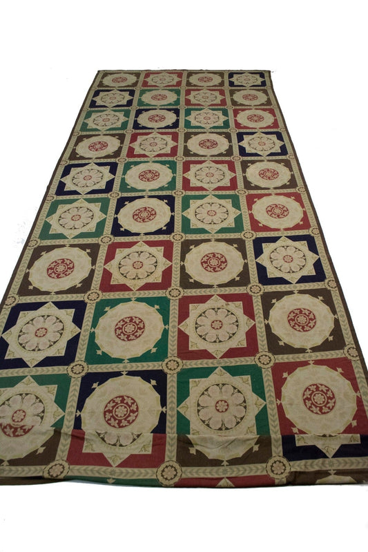 Multicolored 11X31 Aubusson Chinese Rug