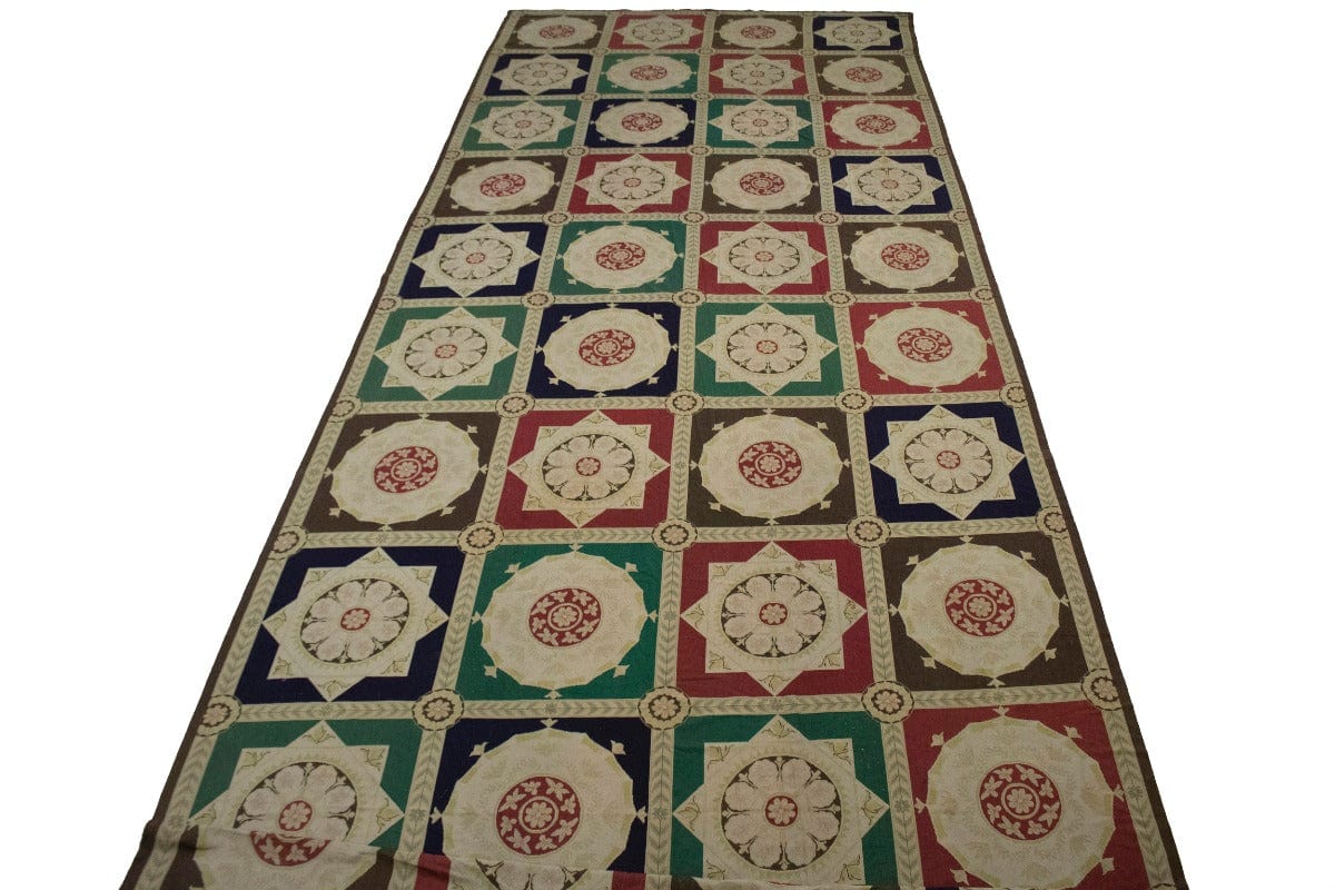 Multicolored 11X31 Aubusson Chinese Rug