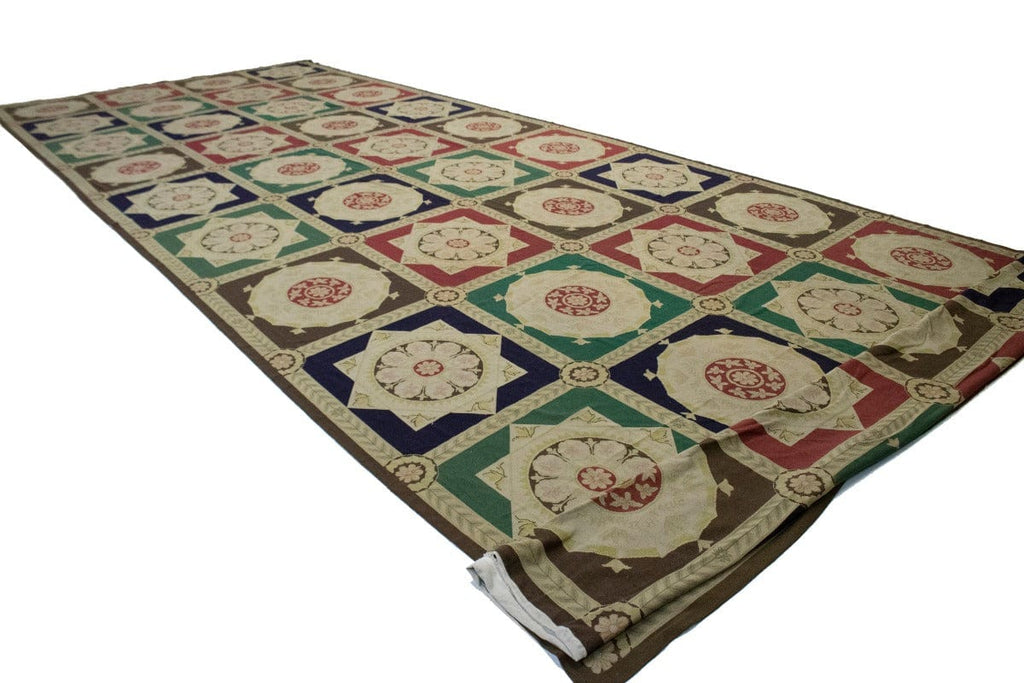 Multicolored 11X31 Aubusson Chinese Rug