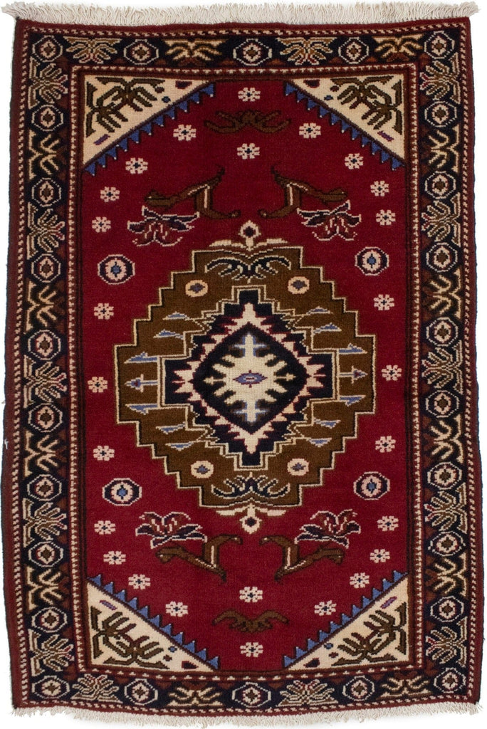 Vintage Red 3X4 Hamedan Persian Rug