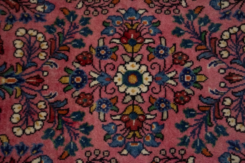 Vintage Pink 2X5 Sarouk Persian Rug