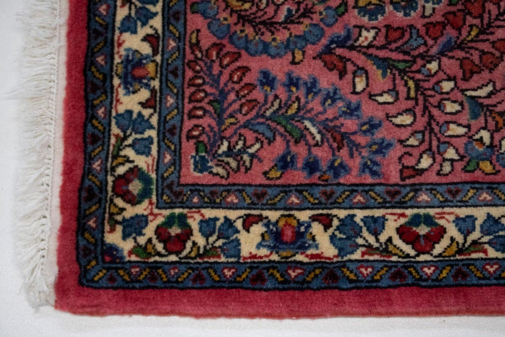 Vintage Pink 2X5 Sarouk Persian Rug