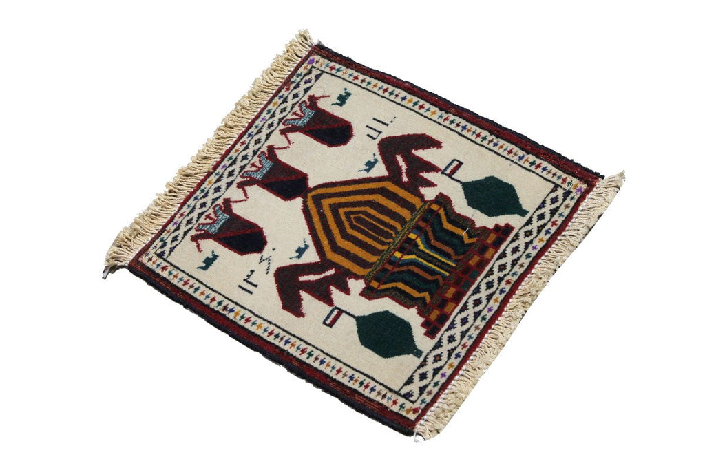 Ivory Tribal 1X1 Balouch Persian Square Rug
